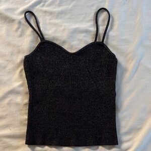 H&M Cami sleeveless Elegant Black Glittery Women's Top XS